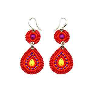 Soan Tear Drop Earrings in Hot Colors.